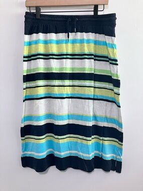 Talbots Blue and green striped jersey cotton skirt size Medium